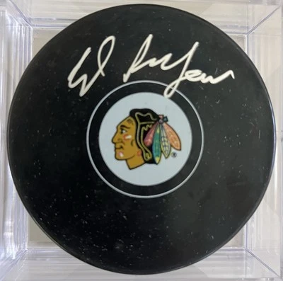 Disco de hockey firmado por Ed Belfour con logotipo de Blackhawks (Schwartz) Foto 1 de 2