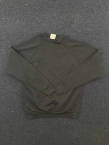 Vintage Tultex Sweatshirt Mens Medium Black Crewneck Raglan Blank Made USA 90s - Picture 1 of 5