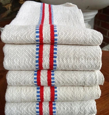 Lot 5 essuie mains torchons Métis  vintage/Linge Ancien Cuisine /Old Hand Towel - Photo 1/4