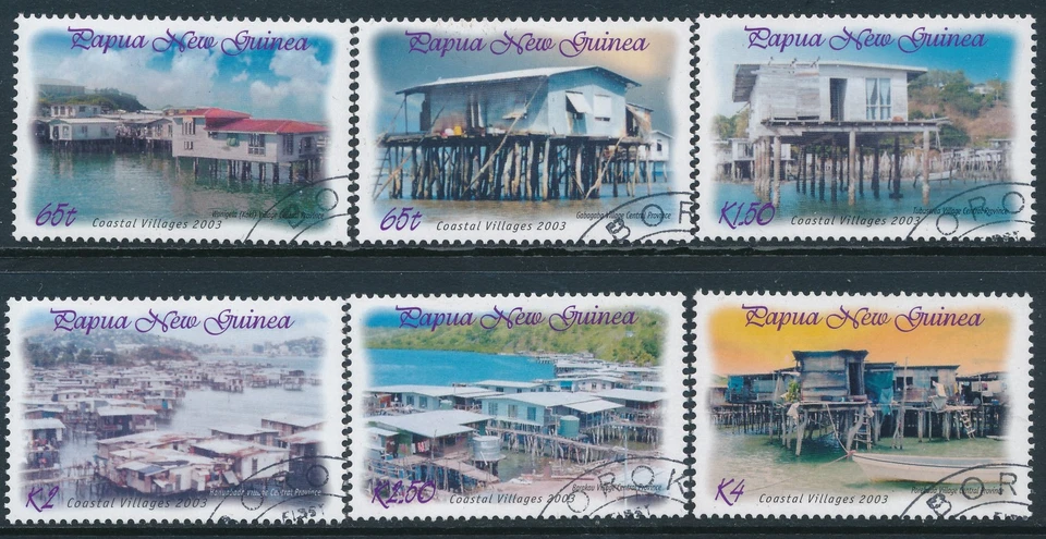 2003 PAPUA NEW GUINEA COASTAL VILLAGES SET OF 6 FINE USED/CTO - Image 1 of 1
