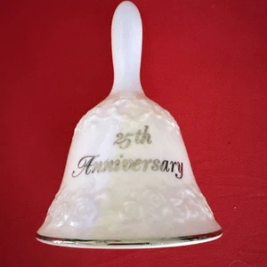 Vintage Papel Thailand Porcelain 25th Anniversary Bell White 5.5” Celebration - Picture 1 of 6