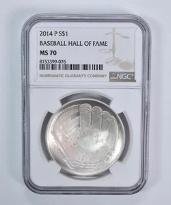 2014-P Baseball Hall Of Fame Commemorative Silver Dollar MS70 NGC *0711 - Picture 1 of 5