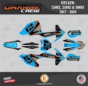 Graphics Kit for KTM 250XC 300XC 250SX (2017-2018) Crew Series - Orange Cyan - Picture 1 of 6