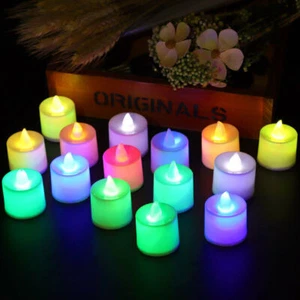 Battery Operated LED Tea Light Candles Flameless Electric Fake Tealight Wedding - Picture 1 of 14