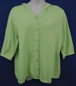 C.J. BANKS Plus 3X-26W-28W Green Button Up Hooded Hoodie Jacket Sweater - Picture 1 of 10