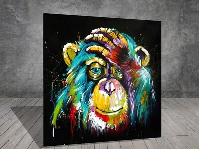 Banksy Thinking Monkey Gorilla Graffiti CANVAS STREET ART WALL 1073 - Image 1 of 4