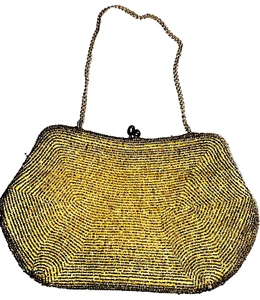 Evening Bag Clutch Glass Beads Gold Made In Japan Rare 7” w x 4” t Vintage - Picture 1 of 11