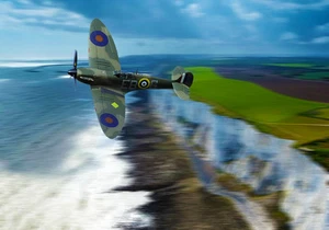 Supermarine Spitfire sobre acantilados de Dover, impresión en lona varios tamaños envío gratuito - Imagen 1 de 2