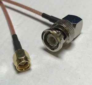 Cable coaxial BNC macho ángulo a SMA RG316 50 ohmios cable coaxial ELIGE LONGITUD EE. UU. - Imagen 1 de 3