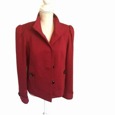 INC International Concepts Mujer Chaqueta Roja con Grandes Botones Negros Talla M Foto 1 de 4