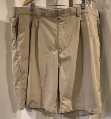 Reebok Golf Shorts Mens 50 Tan Pleated Front Pockets Elastic Comfort Waist Logo - Image 1 of 4