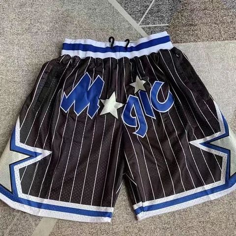 USA Size Mens Orlando Basketball Shorts Retro Mesh Embroidered Pockets Magic Cover