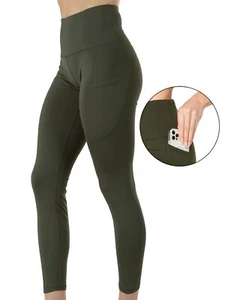 Women's High Waist Yoga Leggings with Two Side Pockets Sports Legging Pants - Picture 1 of 37