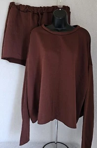Nasty Gal Womens Shirt Top Blouse Shorts Outfit Size 18 Brown NEW - Picture 1 of 24