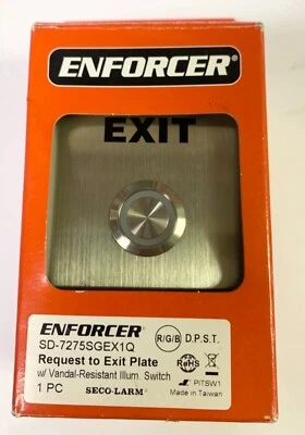 ENFORCER SD 7275SGEX1Q Request To EXIT Pushbutton Plate SECO-LARM Illuminated - Изображение 1 из 4