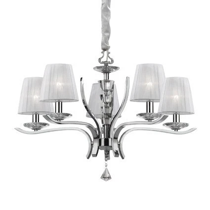 Pegaso sp5 lampadario bobeches e pendagli in cristallo molato paralumi organza - Immagine 1 di 1