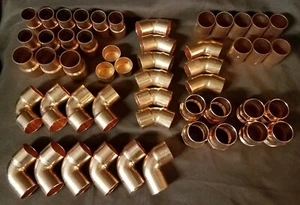60 Wrot Copper 1-1/4" Fittings 90, 45, Couplers, Male, Female, Reducers, Tees - Picture 1 of 11