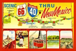 Route 66 Scenic Trip Map Souvenir Postcard Vintage Design New Mexico Travel - Picture 1 of 2