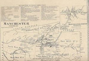 Mapas de Manchester Buckland Martins Oakland CT 1869 con nombres de propietarios mostrados - Imagen 1 de 4