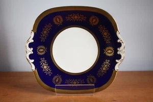 Rare Coalport Cobalt Blue Lady Anne Sandwich Cake Serving Plate 10" (25cm) - Picture 1 of 5
