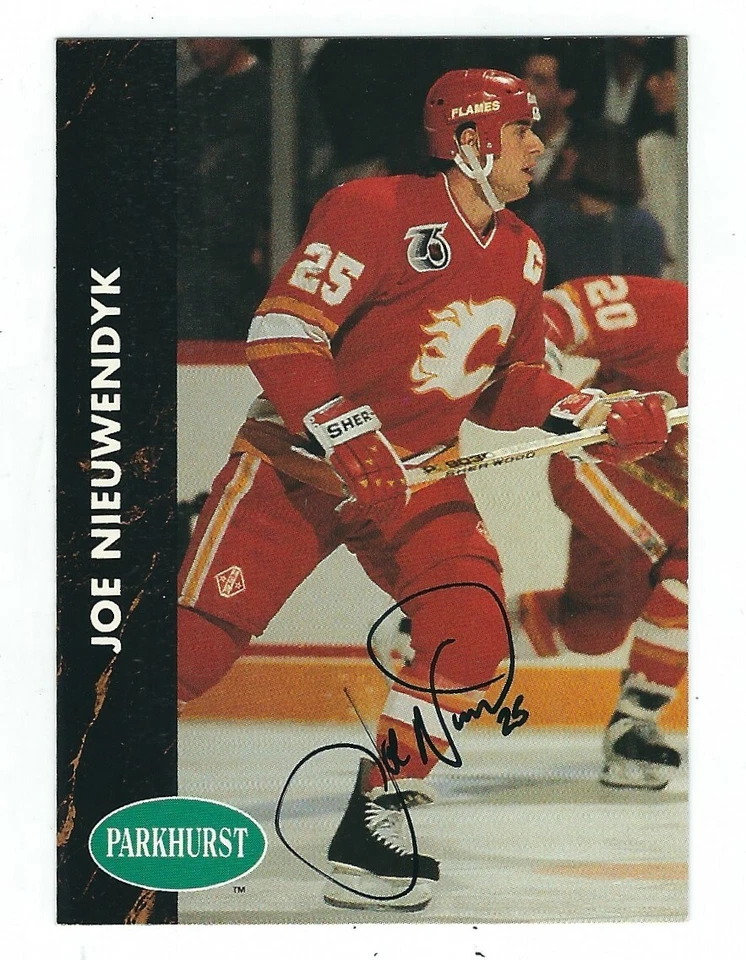 Signed JOE NIEUWENDYK Calgary Flames 1991-92 Parkhurst Hockey Card #23 COA - Image 1 of 1