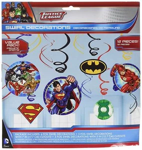Justice League 12 pieces Hanging Swirls Decorations Birthday Party Supply Favors - Picture 1 of 2