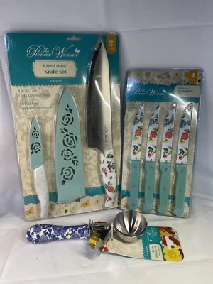 Lote de 2 piezas de cuchillo de chef y pelar Pioneer Woman cuchillo para carne cuchara para helado🌼 Foto 1 de 4