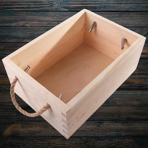 Caja de almacenamiento de madera con asas de cuerda 24,5x17x11 cm cesta de regalo cesta contenedor - Imagen 1 de 12