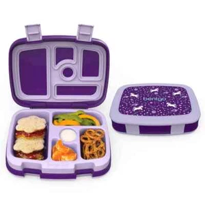 Bentgo Kids UNICORNS IN SPACE Leak-proof, Bento-Style Lunch Box Purple Girls