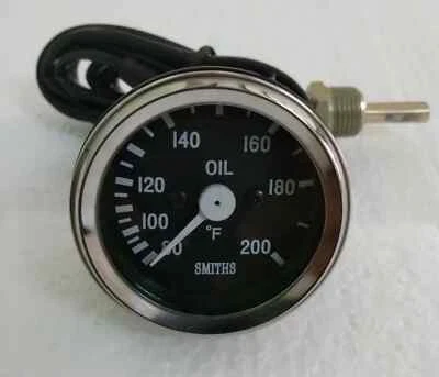 Smith Black Trans Oil Temperature Gauge Farenheit 200 F - Image 1 of 4