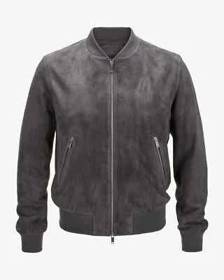 Men's Gray Leather Jacket Pure Suede Bomber Biker Size S M L XL XXL Custom Made - Image 1 of 4