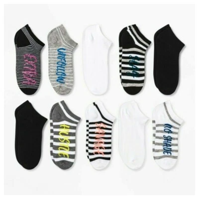 Paquete de 10 calcetines Xhilaration para mujer de corte bajo talla 4-10 sin sombra con gráficos de matanza  Foto 1 de 4