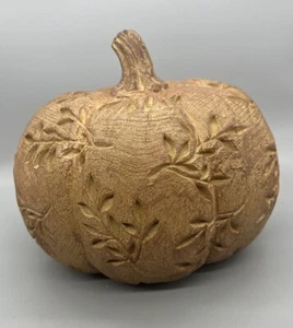 Carved Leaf Pattern Decorative Pumpkin 8.5” - Picture 1 of 4