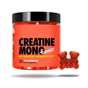 CREATINE MONOHYDRATE GUMMIES 4000MG/SERVE CREATINE GUMMY SUPPLEMENT - STRAWBERRY - Picture 1 of 7