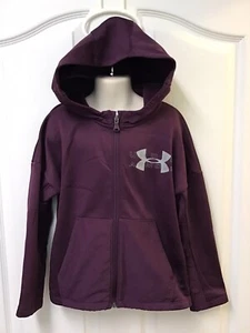 Under Armour Cold Gear Boys Girls Full Zip Hooded Jacket Violet  Purple XS 349 - Picture 1 of 4