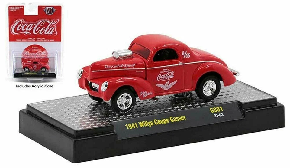 M2 Machines 1:64 1941 Willys Coupe Gasser "Coca Cola" Diecast Model 52500-GS01  - Image 1 of 1