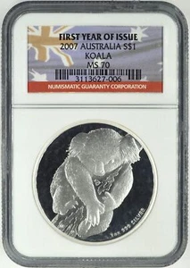 2007 1oz .999 SILVER AUSTRALIA KOALA FIRST YEAR OF ISSUE $1 NGC MS 70 - Picture 1 of 2