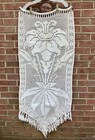 Crochet Wall Hanging, Curtain, Lily  Plant  Leave Handmade Victorian Art Nouveau