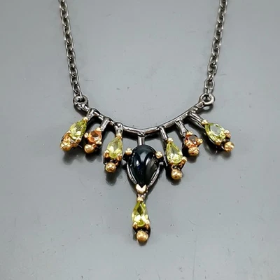 Jewelry Design Natural Black Opal Necklace 925 Sterling Silver 18"/N26737 - Image 1 of 4