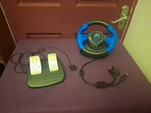 Tri Format Steering Wheel for PS2 with Pedal used, working - owned from new - Picture 1 of 4