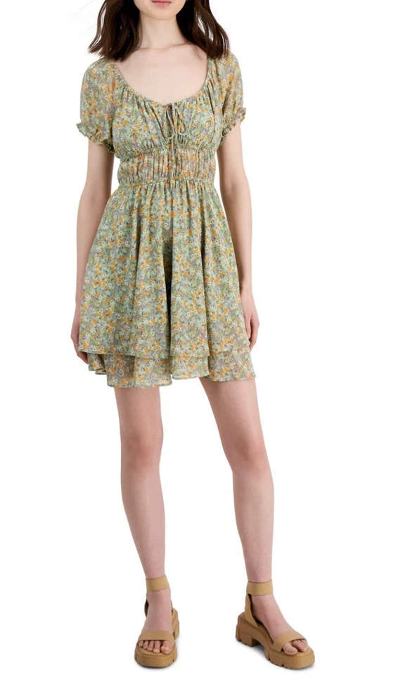 Mini Vestido Floral Lechera Juniors Cottagecore/Hada Estética Festival Ropa Foto 1 de 4