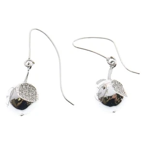 Christian Dior Rhinestones Silver Color Apple Earrings O5 - Picture 1 of 6