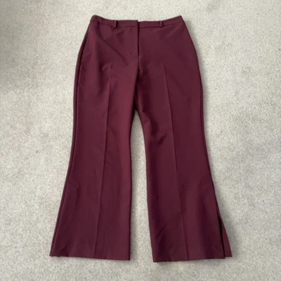 River Island Bootcut Trousers Size 18 Burgundy Plum Smart Tailored Slit Hem VGC - Image 1 of 4