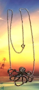 Collana con ciondolo polpo tono argento - Foto 1 di 8