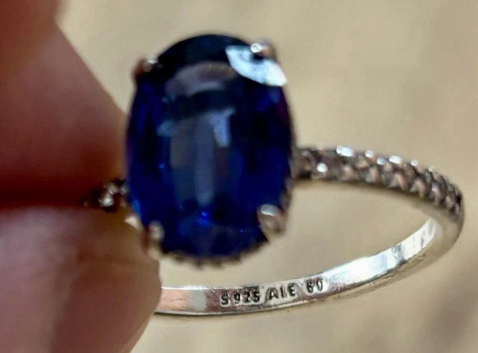 Anillo de plata esterlina GENUINO PANDORA azul brillante 'como zafiro'  Foto 1 de 4