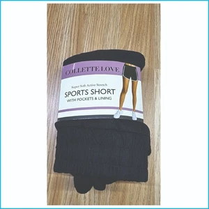 Collette Love schwarze Sportshorts - superweicher Active Stretch, Taschen & Futter - Bild 1 von 12