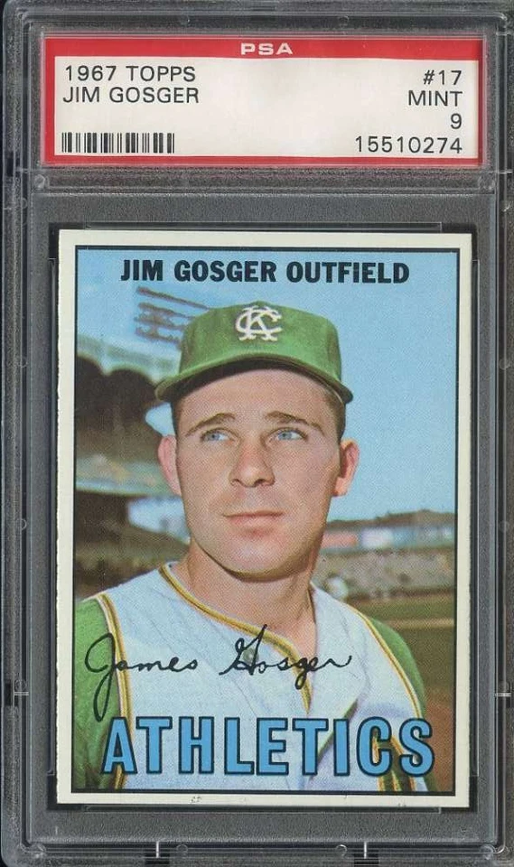 1967 TOPPS #17 JIM GOSGER PSA 9 ATHLETICS *B67064 - Image 1 of 2