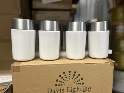Davis Lighting. 4 pack, Balcony Wall Sconse Light. Brush Nickel, White Glass. - Image 1 of 4