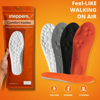 BRANDED Steppers ComfortMaxx Ortho-Massage Insoles | Boost Heel Relief & Plantar Support