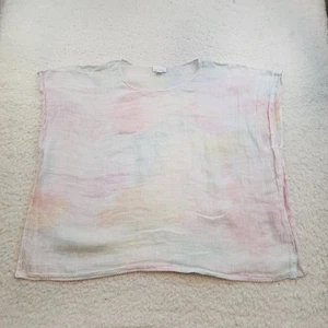 Pure Jill Linen M/L Cape Poncho Open Gauze Loose Fit Breathable Coastal Rainbow - Picture 1 of 8